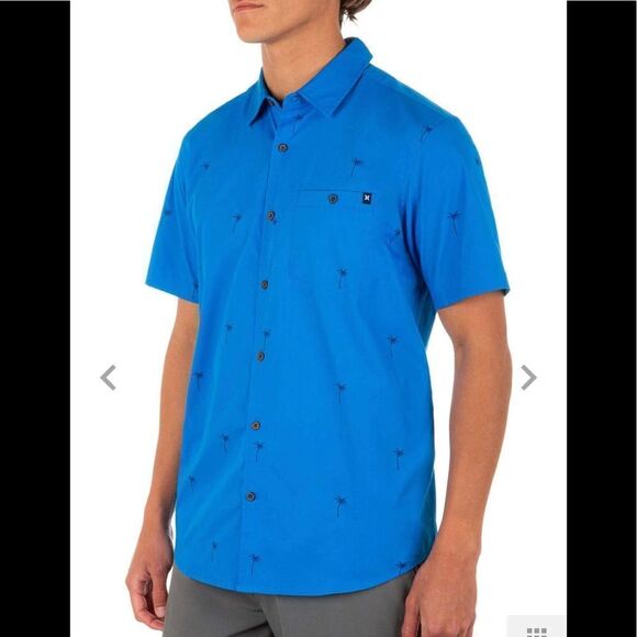 Hurley Men's Organic Wind and Sea Short Sleeve Button Down Shirt small - Picture 2 of 9